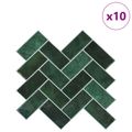 vidaXL Dlaždica herringbone 10 ks Tmavozelená 30 x 30 cm
