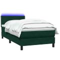 vidaXL Posteľný rám boxsping s matracom a LED tmavozelený 90x210 cm zamat