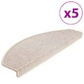 vidaXL Schodové rohože 5 ks 65x24x4 cm béžové, polkruhové, veľké