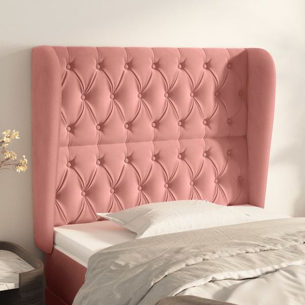 vidaXL Čelo postele so záhybmi ružový 103x23x118/128 cm zamat