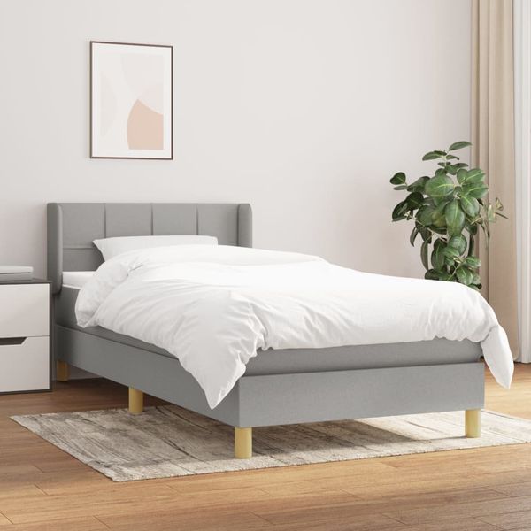 vidaXL Posteľný rám boxsping s matracom bledosivý 90x200 cm látka