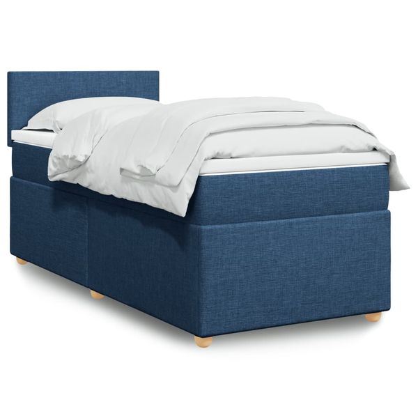 vidaXL Posteľný rám boxspring s matracom modrý 90x200 cm látka