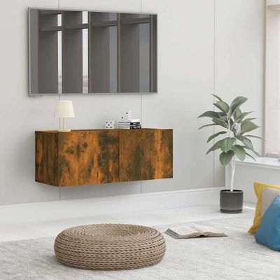 vidaXL TV skrinka dymový dub 80x30x30 cm spracované drevo