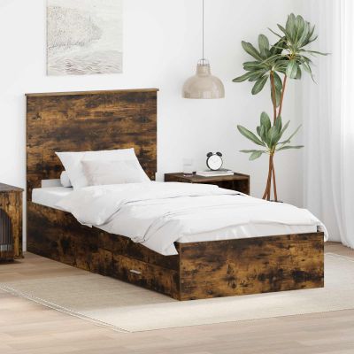 vidaXL Rám postele Dymová dub 100 x 200 cm Kompozitné drevo