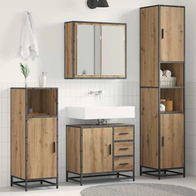 vidaXL Sada kúpeľňového nábytku 3 pcs Remeselný dub Kompozitné drevo