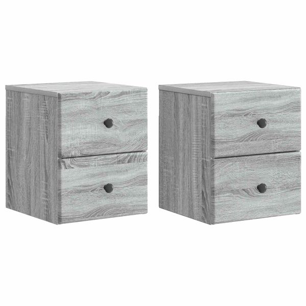 vidaXL Nástenná nočná skrinka 2 pcs Sivá sonoma 34,5 x 33 x 40 cm