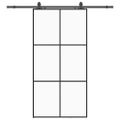 vidaXL Posuvné dvere s kovaním čierne 102x205 cm ESG sklo