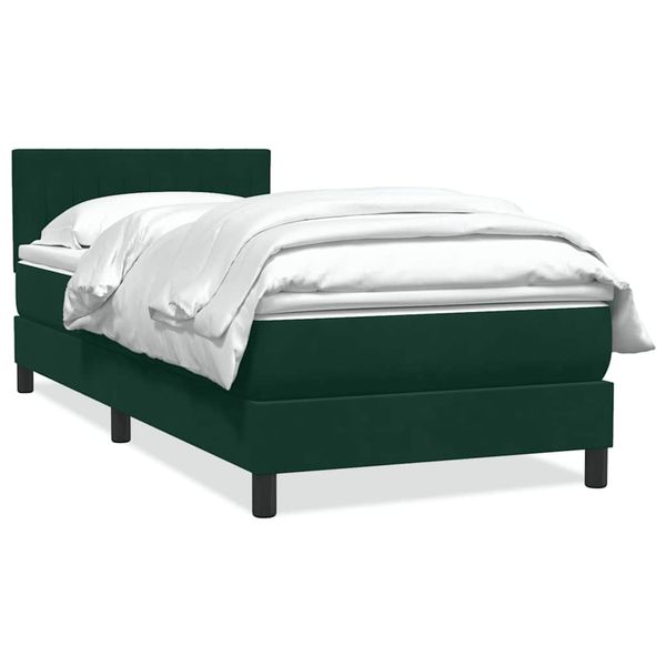 vidaXL Posteľný rám boxsping s matracom tmavozelený 100x210 cm zamat