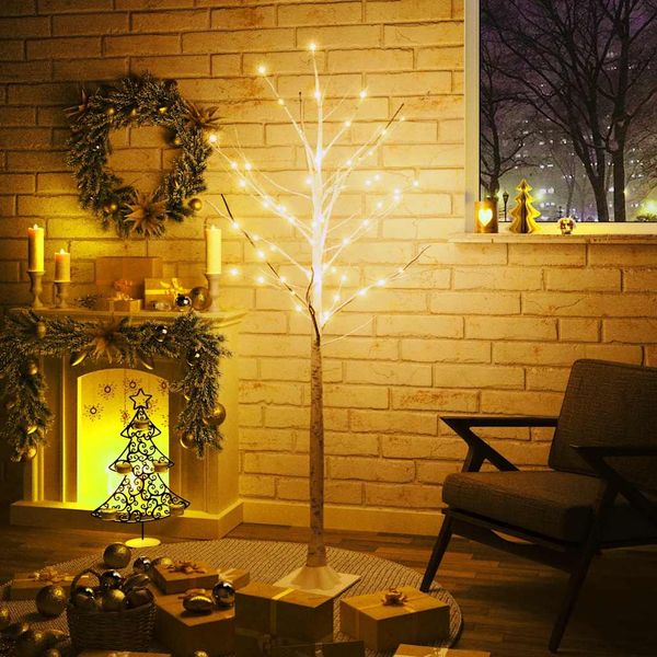 vidaXL LED strom s dizajnom bielej brezy 96 teplých bielych LED 180cm