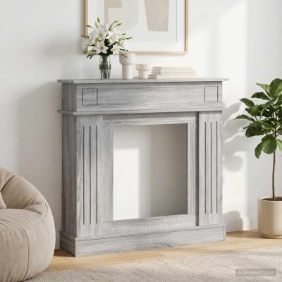 vidaXL Rám krbu Sivý Sonoma 102 x 26 x 100 cm Kompozitné drevo