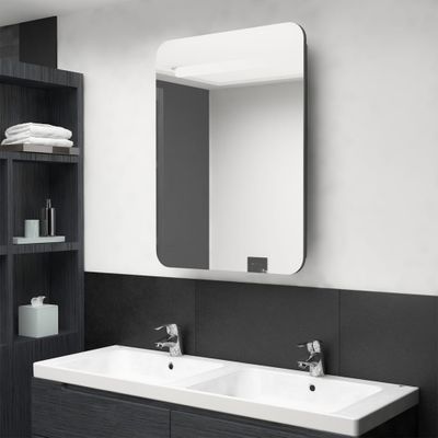 vidaXL LED kúpeľňová zrkadlová skrinka sivá 60x11x80 cm