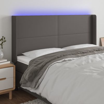 VidaXL Čelo postele sivé 183x16x118/128 cm umelá koža