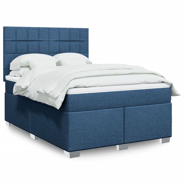 vidaXL Boxspring posteľ s matracom modrý 140x190 cm látka