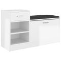 vidaXL Lavica na topánky lesklá biela 94,5x31x57 cm kompozitné drevo