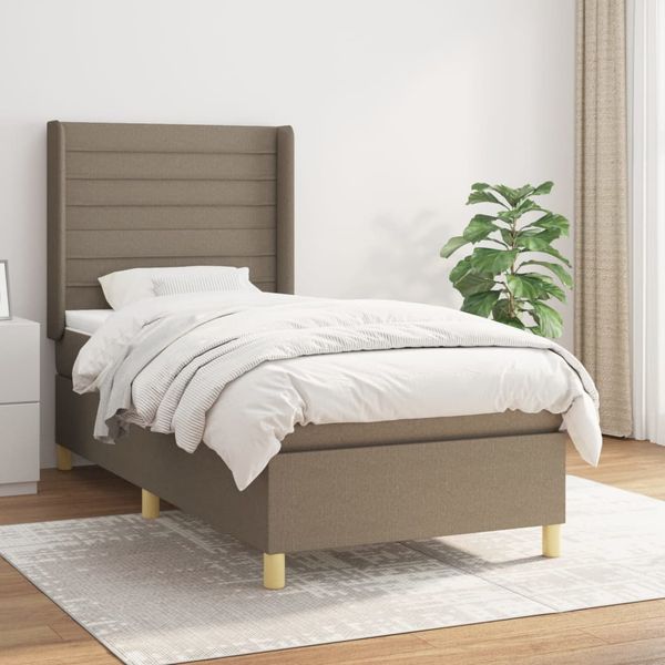 vidaXL Posteľný rám boxsping s matracom sivohnedý 80x200 cm látka