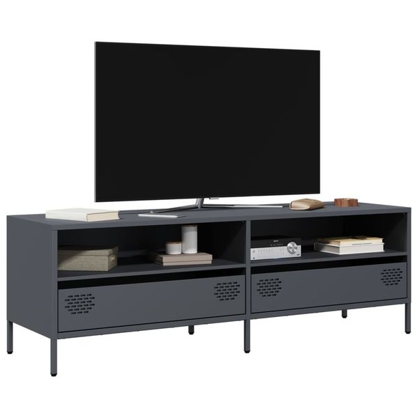 vidaXL TV skrinka antracit 135x39x43,5 cm oceľ valcovaná za studena