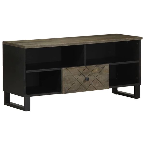 vidaXL TV skrinka, čierna 100x33x46 cm, mangový masív