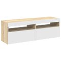 vidaXL TV skrinky s LED svetlami 2 ks biele a dub sonoma 60x35x40 cm