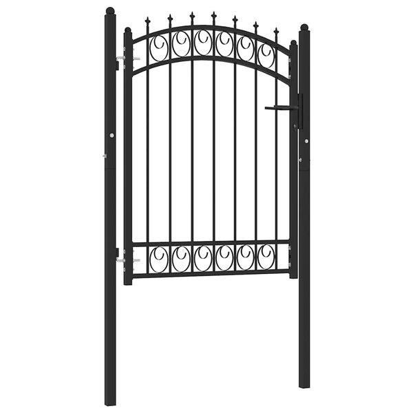 vidaXL Plotová brána EMMEN s hrotmi oceľ 103x109,5 cm čierna