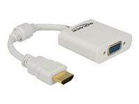 Video adaptér - HDMI s pinmi (male) do HD-15 (VGA) so zdierkami (female) - biela