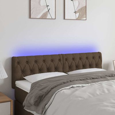 vidaXL Čelo postele s LED tmavohendé 144x7x78/88 cm látka