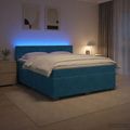 vidaXL Posteľ s boxspringom a matracom a LED Modrá 140 x 190 cm Zamat