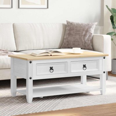 vidaXL Konferenčný stolík Biela 100 x 48 x 45 cm Borovicový masív