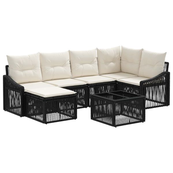 vidaXL Súprava záhradných pohoviek 7 pcs Čierna polyratan
