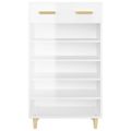 vidaXL Botník lesklý biely 60x35x105 cm spracované drevo