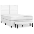 vidaXL Boxspring posteľ s matracom biely 140x190 cm umelá koža