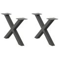 vidaXL Nohy konferenčného stolíka v tvare X, 2 ks, antracitové, 60 x (30-31) cm, oceľ