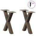 vidaXL Nohy konferenčného stolíka v tvare X, 2 ks, prírodná oceľ, 37 x (30-31) cm, oceľ