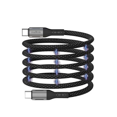 Maxlife MXUC-11 magnetický kábel USB-C - USB-C 1,0 m 100W, nylon, čierna (OEM0101402)