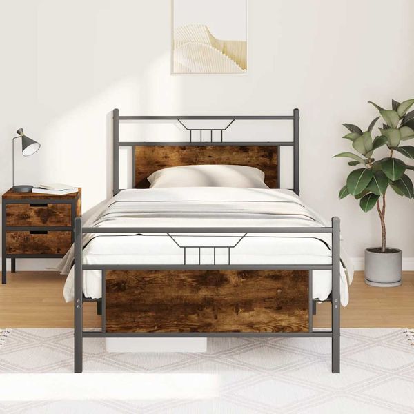 VidaXL Rám postele bez matraca tmavý dub 107x203 cm kompozitné drevo