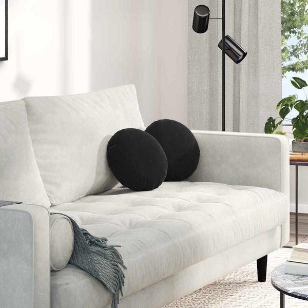 vidaXL Vankúše na sedenie 2 pcs Čierna Ø30 x 13 cm Zamat