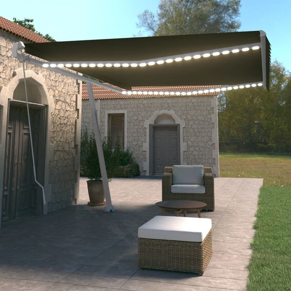 vidaXL Ručne zaťahovacia markíza s LED 500x350 cm antracitová