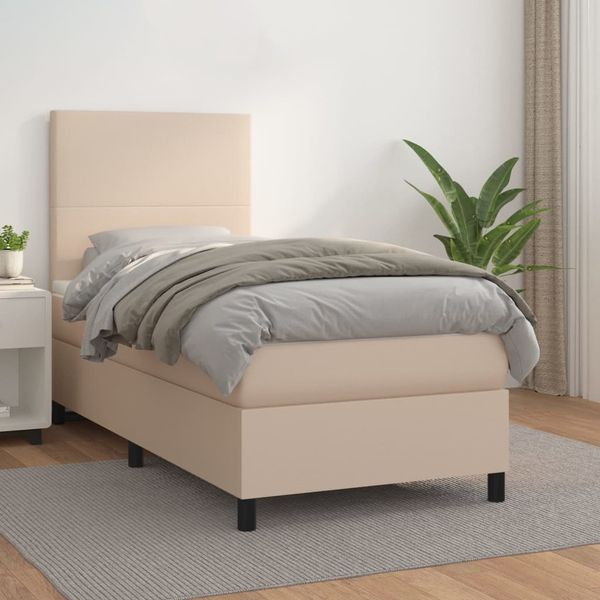 vidaXL Boxspring posteľ s matracom kapučínová 90x190 cm umelá koža