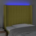 vidaXL Čelo postele s LED zelené 83x16x118/128 cm látka