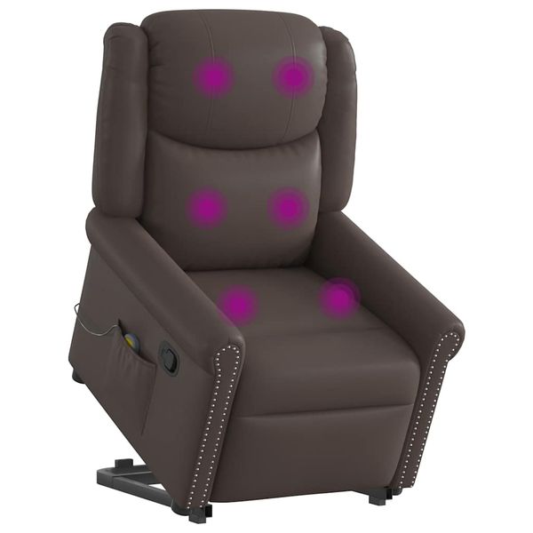 VidaXL Stojacie masážne kreslo Lesklá hnedá umelá koža