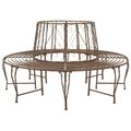 vidaXL Stromová lavička 8-Počet miest Ø 160 x 89 cm Oceľ Antik hnedá