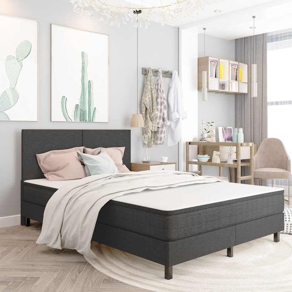 vidaXL Rám na boxspring posteľ, sivý, látka 180x200 cm