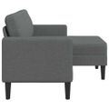 vidaXL 2-miestna pohovka s ležadlom v tvare L, tmavosivá, 125 cm, látková
