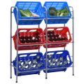 vidaXL Skladovací regál na 6 prepraviek strieborný 96x33x116 cm oceľ