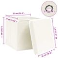 vidaXL Úložné boxy s vekom 4 ks, biele 32x32x32 cm, látka