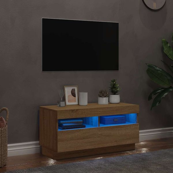 vidaXL TV skrinka s LED svetlami dub sonoma 80x35x40 cm