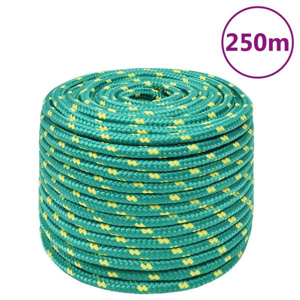 vidaXL Lodné lano zelené 12 mm 250 m polypropylén