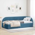 vidaXL Rohový rám postele s čelnou doskou Modrá 90 cm x 200 cm Zamat