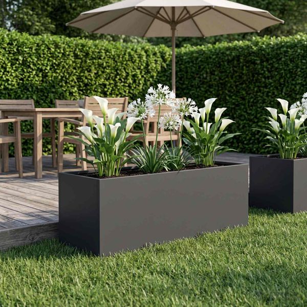 vidaXL Záhradný kvetináč Čierna 40 x 20 x 20 cm Studený valcovaný oceľ