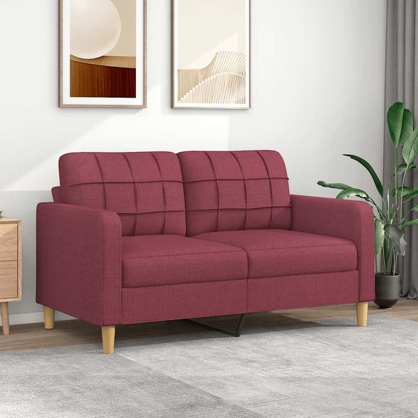 vidaXL 2-miestna pohovka vínovo-červená 140 cm látka