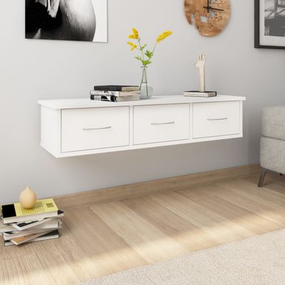 vidaXL Nástenná zásuvková polica biela 88x26x18,5 cm kompozitné drevo